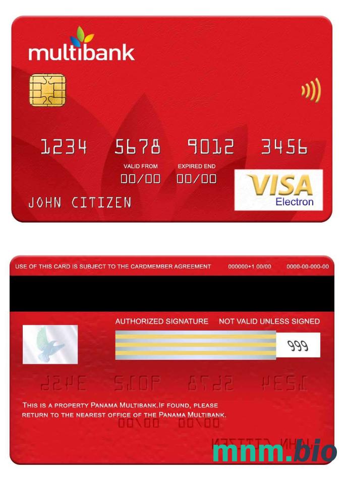 Panama Multibank visa electron karta przykład w formacie PSD